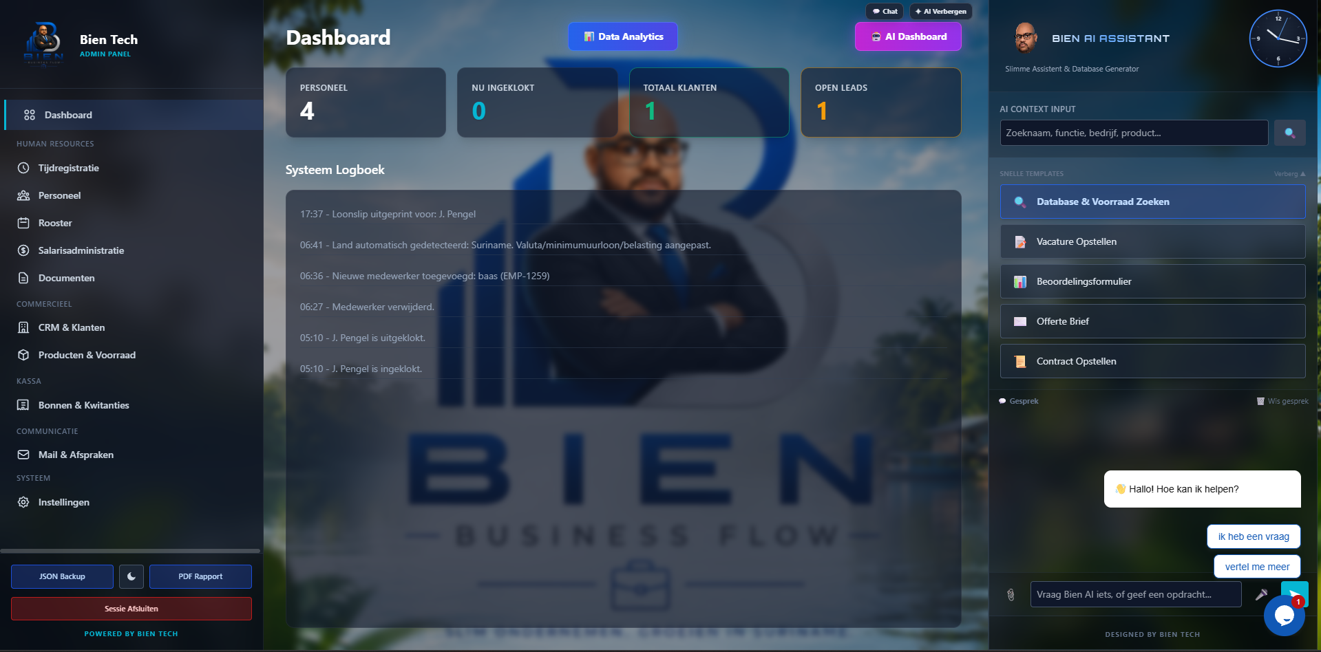 Bien Business Flow dashboard